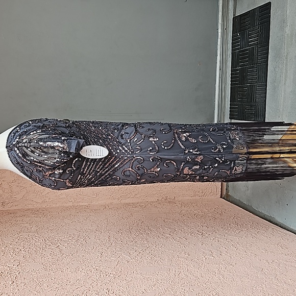 Gray silver 1920s beaded sequins cocktail mini dress size medium 6-8 - Picture 6 of 14